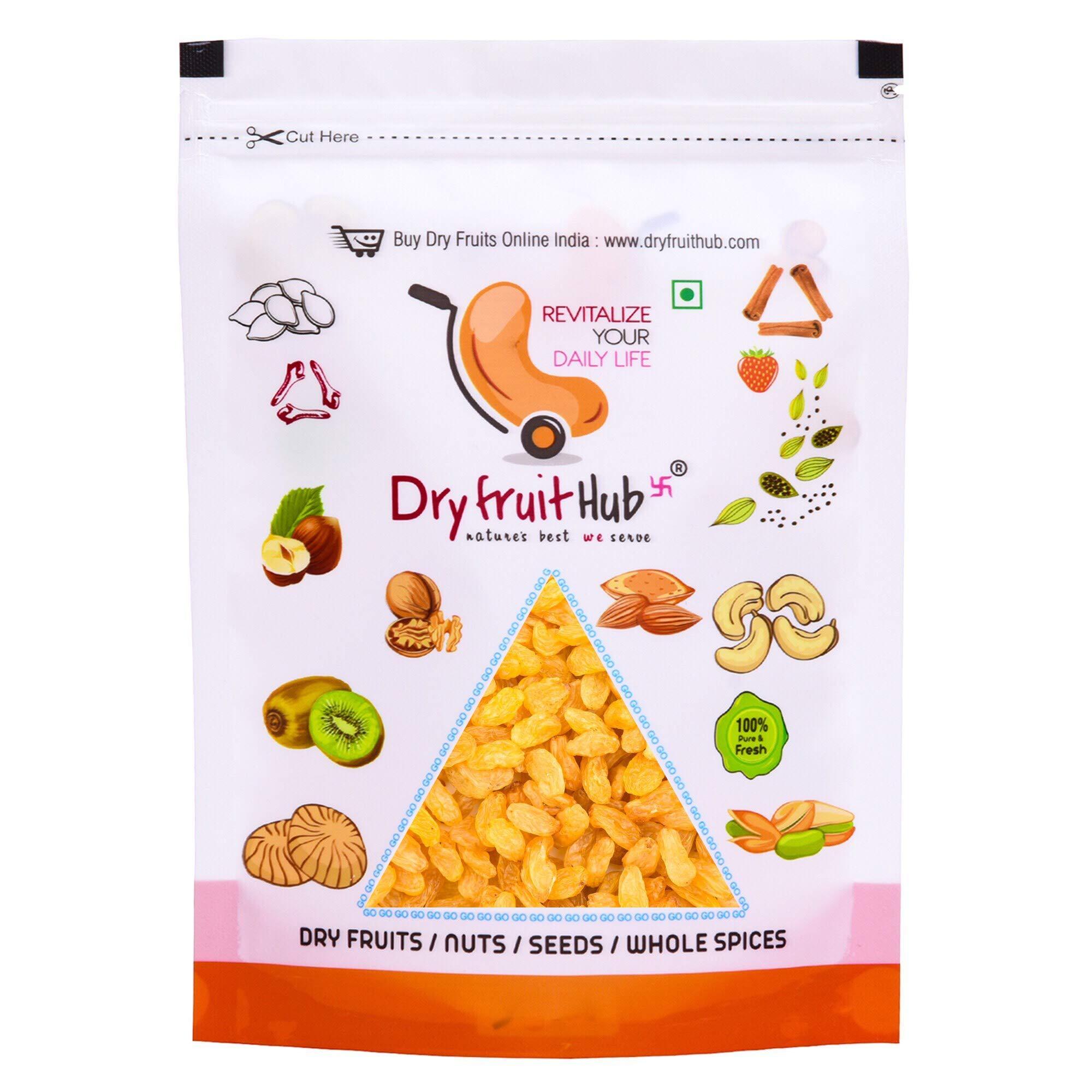 DRY FRUIT HUB Dry Fruit Hub Raisins 1kg,Kismis Kishmish,Kismiss For Eating,Raisins Dry Fruits Golden Raisins,Yellow Kismis,Dry Grapes