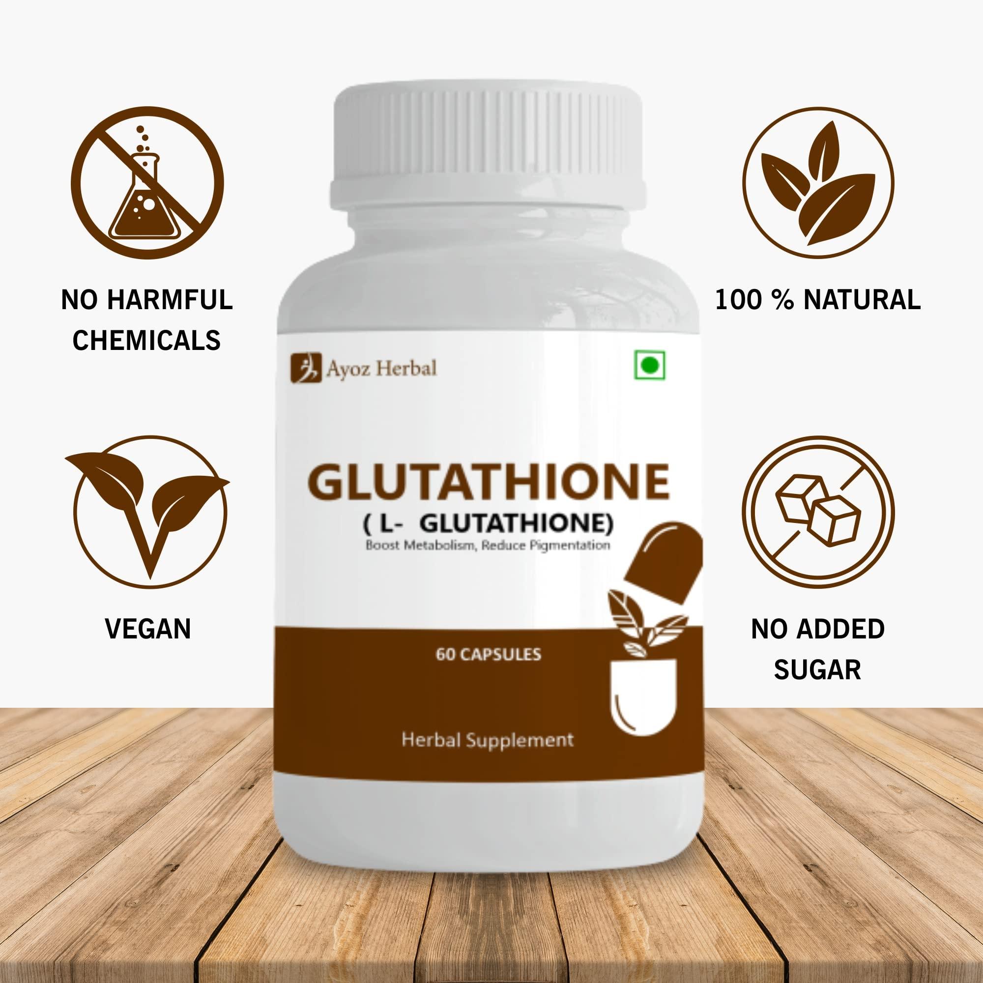 Ayoz Herbal Ayoz Herbal Glutamine Tablets for Skin Whitening - Enhance Skin Tone and Reduce Dark Spots - 60 Capsules