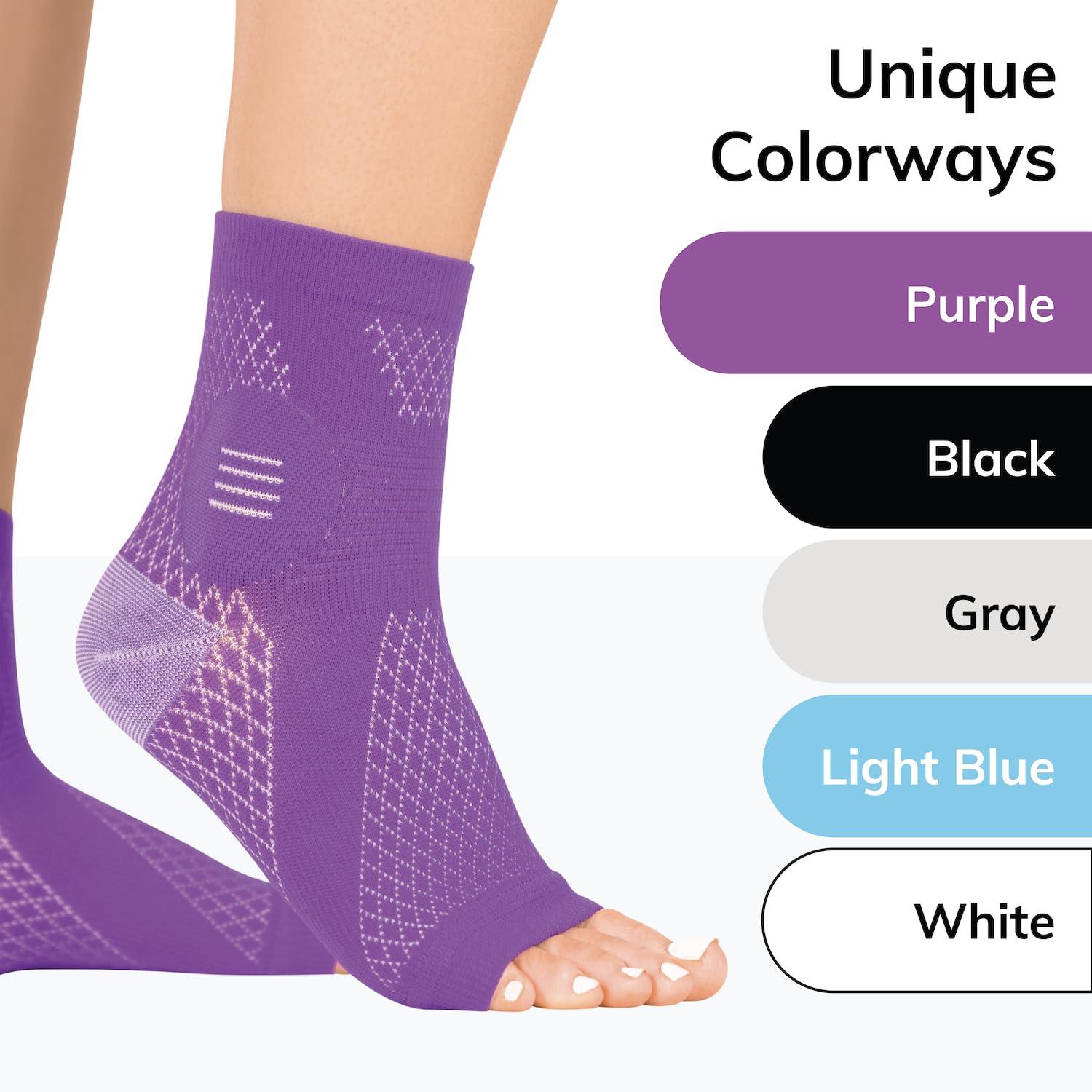 BraceAbility BraceAbility Neuropathy Socks for Women and Men - Toeless Compression Foot Neuropathy Socks, Peripheral Neuropathy Socks, Diabetic Neuropathy Socks, Arthritis Socks (XL - Purple)