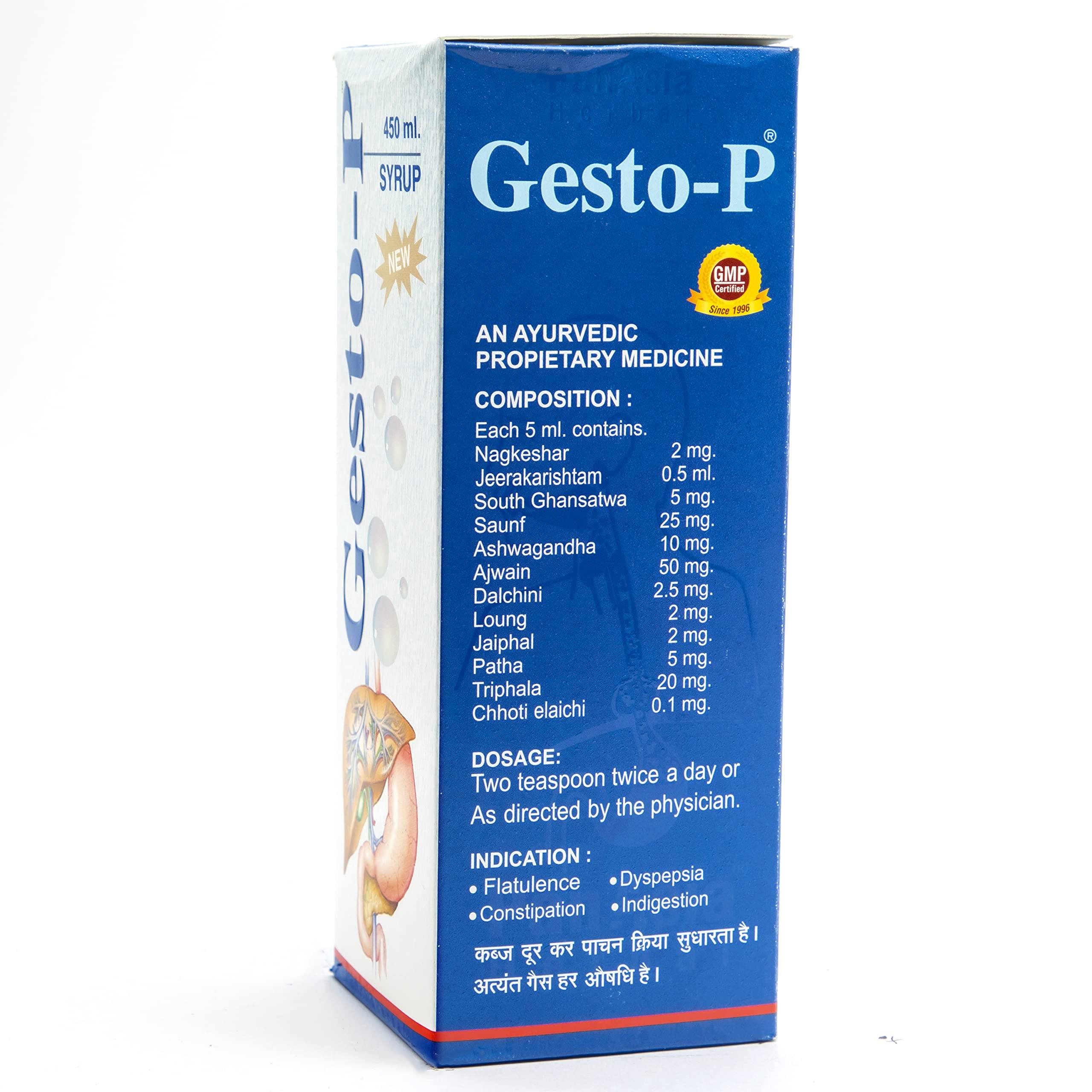 Gesto-P Gesto-P PanAsia Herbal Gesto-P Syrup 450 ml Pack with Ajwain, Triphala & Ashwagansha