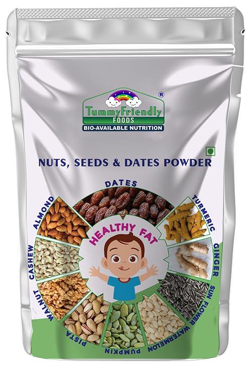 Happy Tumms Tummy Friendly Foods Premium Nuts Seeds and Dates Powder | Organic Dry Fruit Powder For Baby Kids | Dry Nuts Powder For Babies Kids and Adults | No Hidden Sugar | Immunity Booster | No Additives | 200g