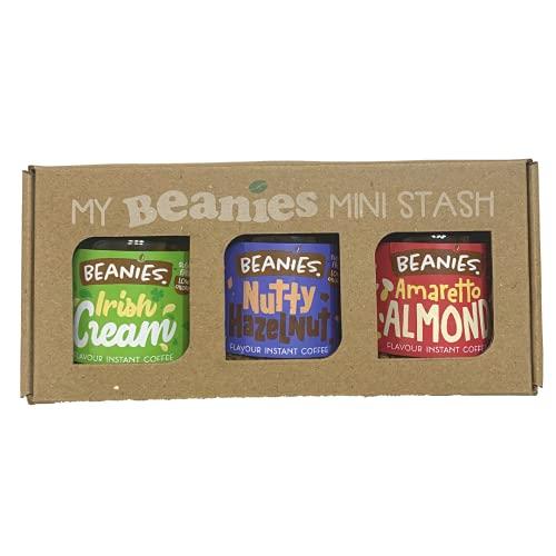 Beanies The Flavour Co Beanies|Instant Flavoured Coffee |Irish Cream 50g, Nutty Hazelnut 50g, Amaretto Almond 50g|Low Calorie, Sugar Free|Pack of 3