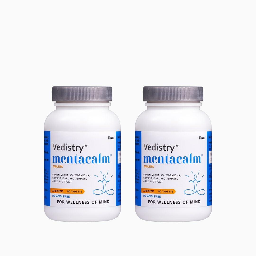 Charak Charak Vedistry Mentacalm Tablets | Ayurvedic Support For Stress, Anxiety & Mental Calmness| Brahmi, Ashwagandha -180 Tablets