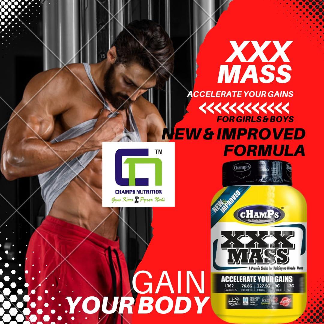 CHAMPS NUTRITION CHAMPS NUTRITION XXX MASS 1.8 kg (4 lbs) Weight Gainers/Mass Gainers (1.8 kg) (Vanilla)