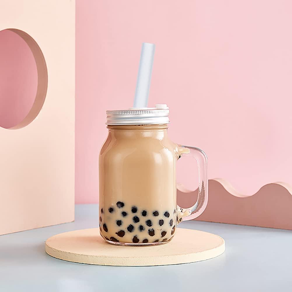 ALINK ALINK Reusable Clear Silicone Boba Straws, 4-Pack Extra Wide Smoothie Straws for Bubble Tea/ Shakes/ Tapioca Pearls with Cleaning Brush and Carrying Case