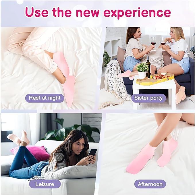 Zorzel Zorzel Silicone Moisturizing Socks for Women Dry Cracked Feet, Soft Gel Rubber Socks, Women Foot Care Spa Pedicure Silicone Socks for Cracked Heel and Softening Rough Skin - (1 Pair)
