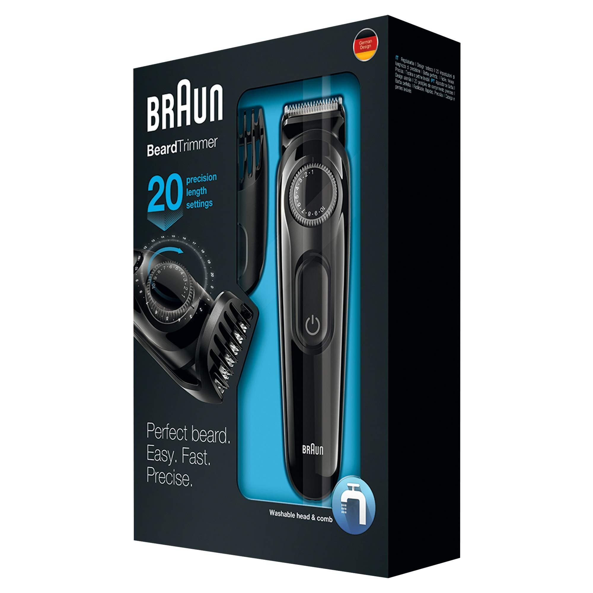 Braun Braun Beard trimmer for men- BT3022 with smart precision dial- detachable trimming comb- 20 length settings between 1 - 10 m, 40 min run time