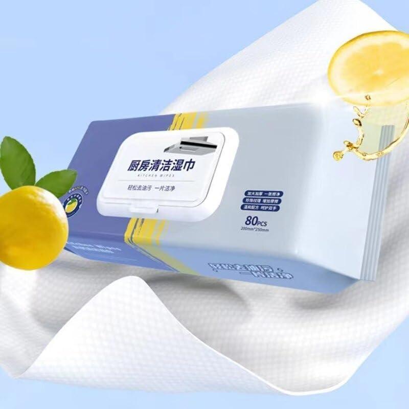 KBDev KBDev 80 pcs Kitchen Cleaning Wipes | Strong Decontamination Kitchen Wipes | Disposable Kitchen Wet Wipes Household Cloth Towel For Removing Grease Stains And Cleaning Glass Table Wet Tissue Wipes