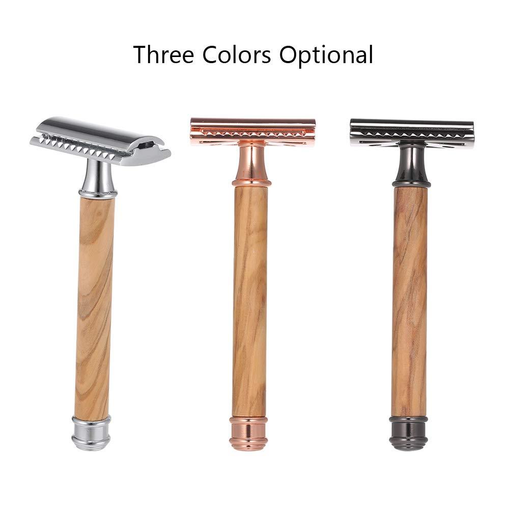 Qnotici Double-Edged Safety Razor Wood Handle Razor Stainless Steel Manual Shaving Razor