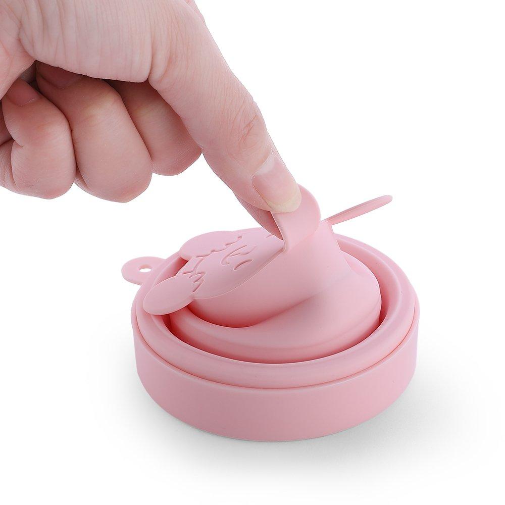 LUCKY CLOVER Collapsible Silicone Cup for Sterilizing Menstrual Cups and Storing Your Diva Cup - Foldable for Travel(1Pink)