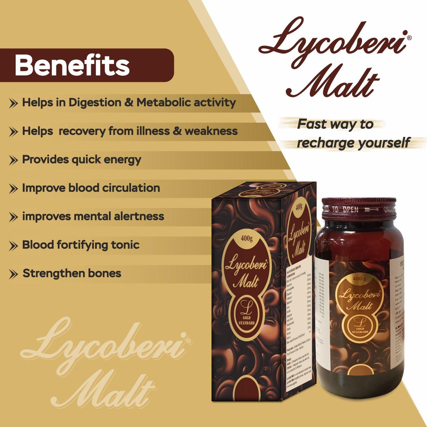 LYCOBERI Lycoberi Malt Ayurvedic for Immunity Daily Wellness Energy Stamina Ashwagandha 400GM Malt For Men & Women(Pack of 3)