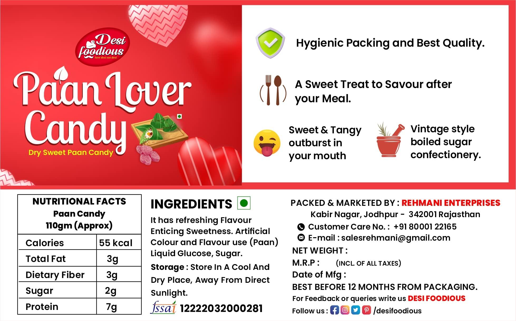 Desi foodious Desi foodious Paan Lovers Candy | Paan Flavoured Sugar Candy | Sweet Paan Flavour Toffee Jar Pack 200gm