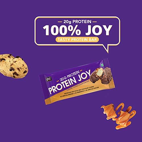 QNT QNT Protein Joy 20g Protein Bar + Caramel Cookie Dough | Promotes Muscle Growth | 100% Vegetarian |6 x 70g Bars (420g Pack)