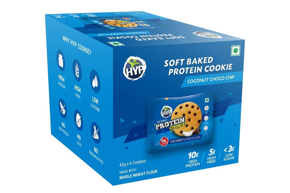 HYP HYP Protein Cookies Coconut Choco Chip Pack of 6 - (42 g x 6)