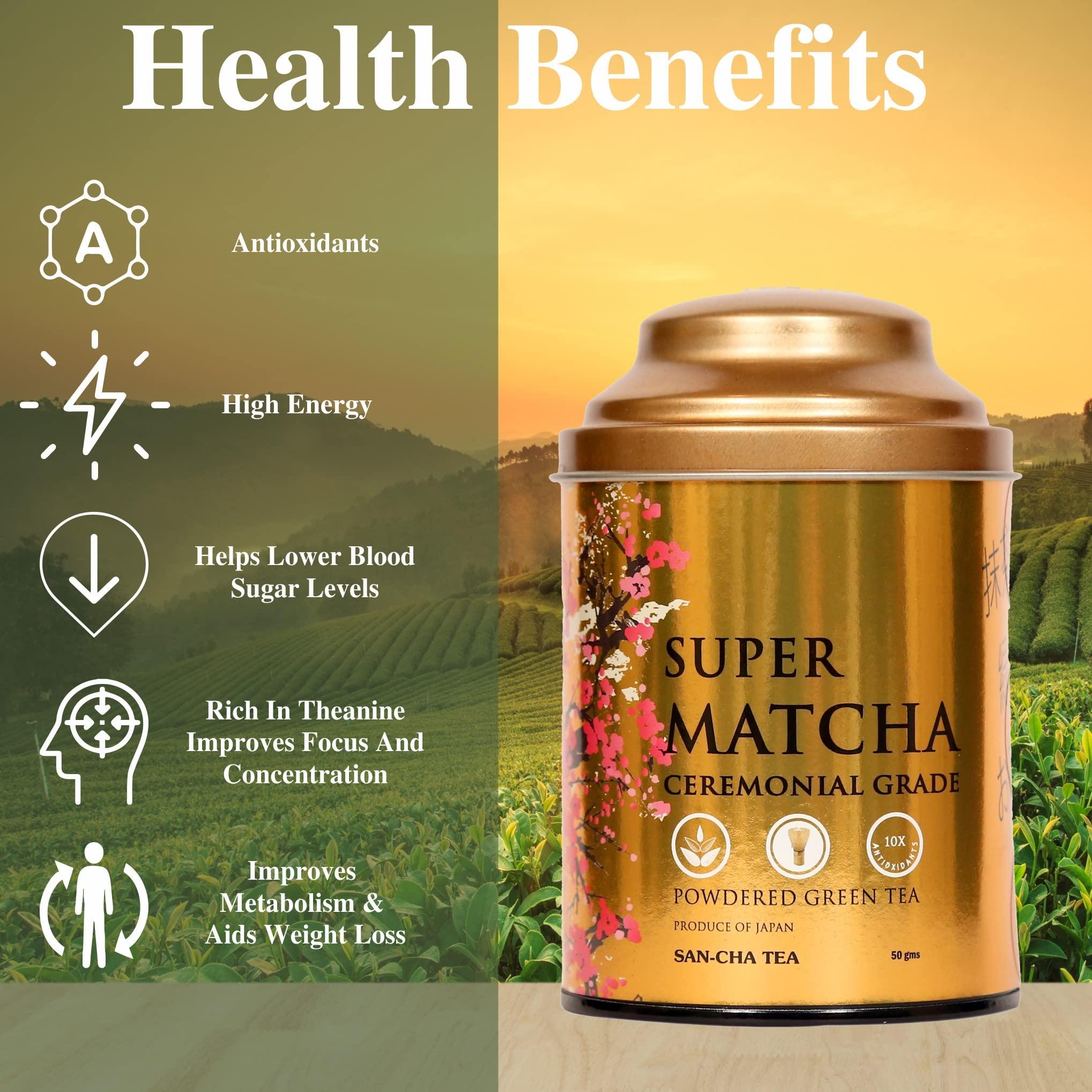 SAN-CHA SAN-CHA Tea Boutique, Super Matcha Tea, Japanese Matcha Green Tea, 100% Authentic Japanese Matcha, Ceremonial Grade Matcha (50Cups+, 240 Gram)