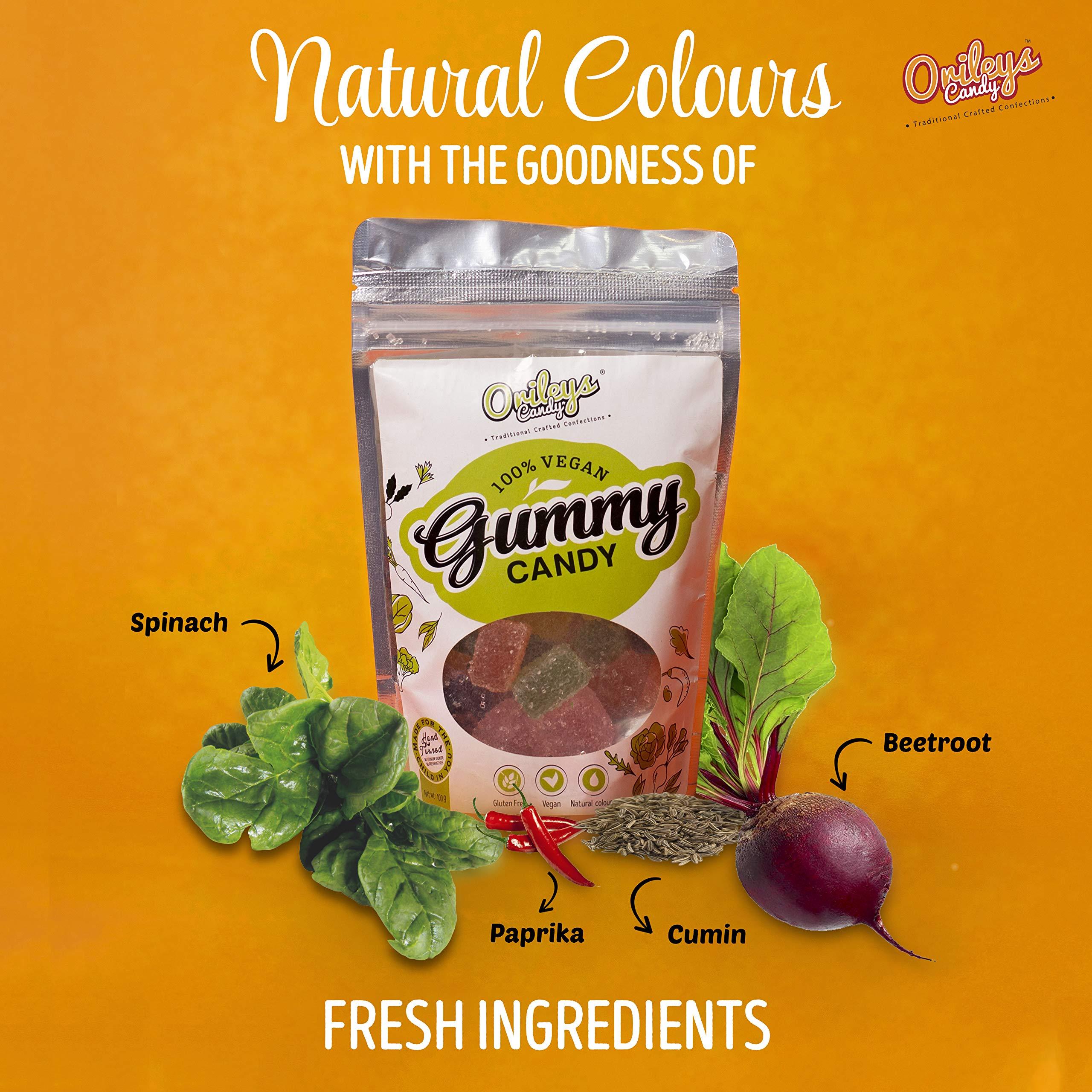 ORILEYS CANDY TRADITIONAL CRAFTED CONFECTIONS Orileys Vegan Gummy Candy - Yummy Fruit Flavour Cubes - 100% Natural Colours No Preservatives - 250g Pack