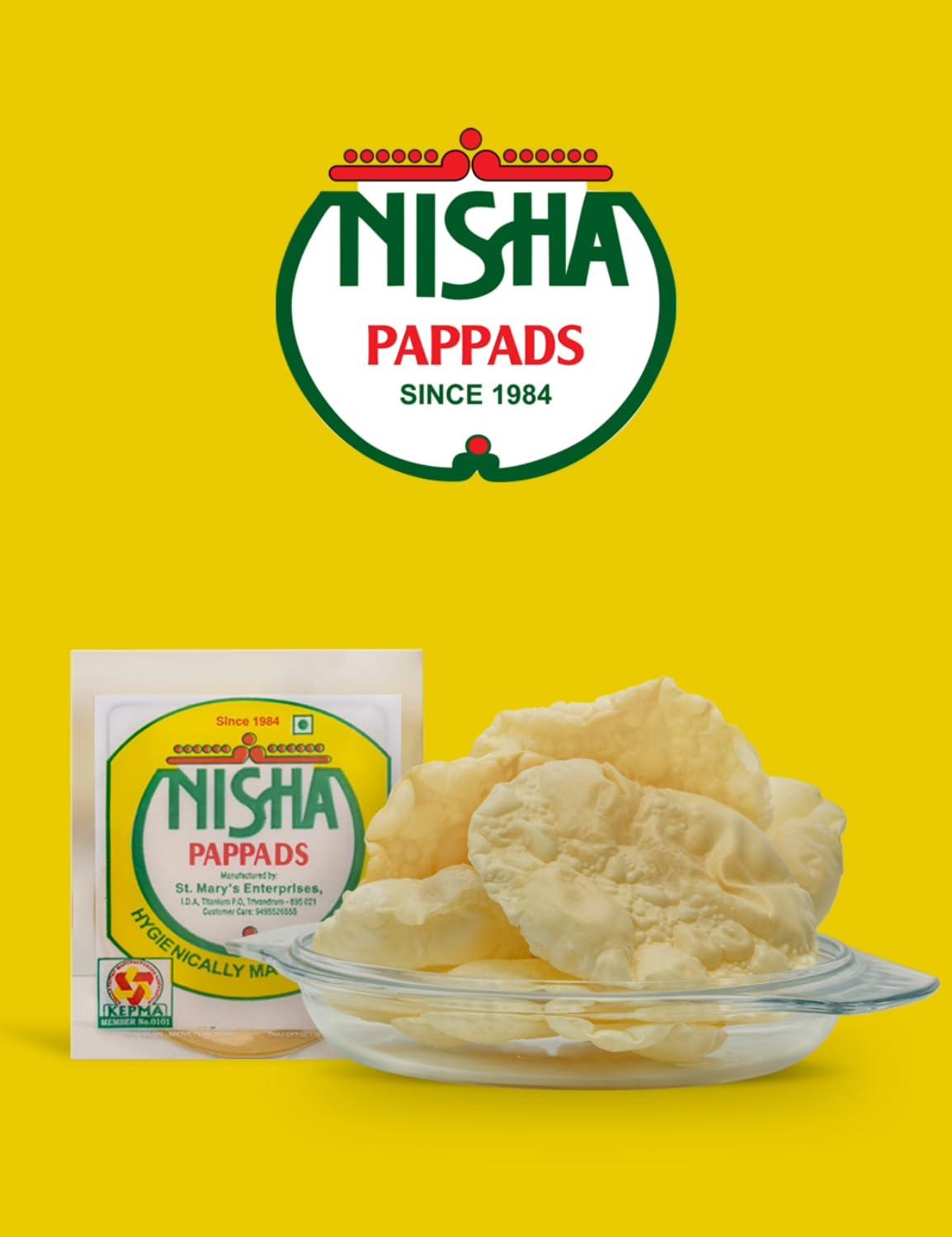 Nisha Pappads Nisha Pappads Hygienic Real Traditional Kerala Taste PAPPADAM - 250 g - 4.5 Inch - Machine made