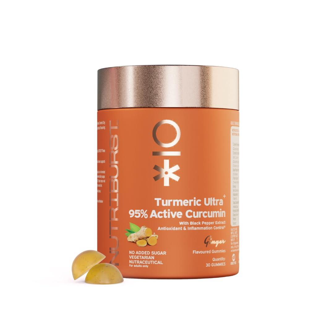 Nutriburst Nutriburst Turmeric Ultra Gummies With 95% Active Curcumin 800Mg & Black Pepper, Gut Health Management | Anti-Inflammatory & Digestion | Antioxidant & Anti-Ageing Skin | 30 Gummy
