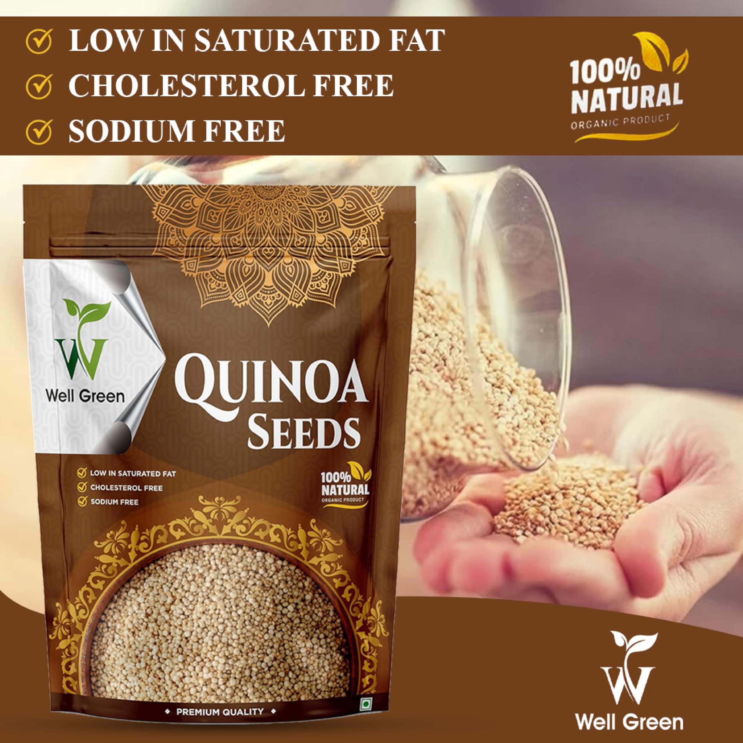 WELL GREEN WELL GREEN Quinoa Seed 5kg | High Protein & Fiber | Certified Gluten Free | Rich in Antioxidants, Protein, Fiber and Calcium | Pack of 5 | 1KG - Each, Quinoa Seed 5kg
