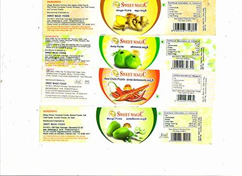 SWEET MAGIC SWEETMAGIC Mango Pickle(250g),AMLA Pickle(250g),Ginger Pickle(250g) & GONGURA Pickle(250g) || Homemade Organic Achar || Pure Healthy Freshly Made || Pack of 4