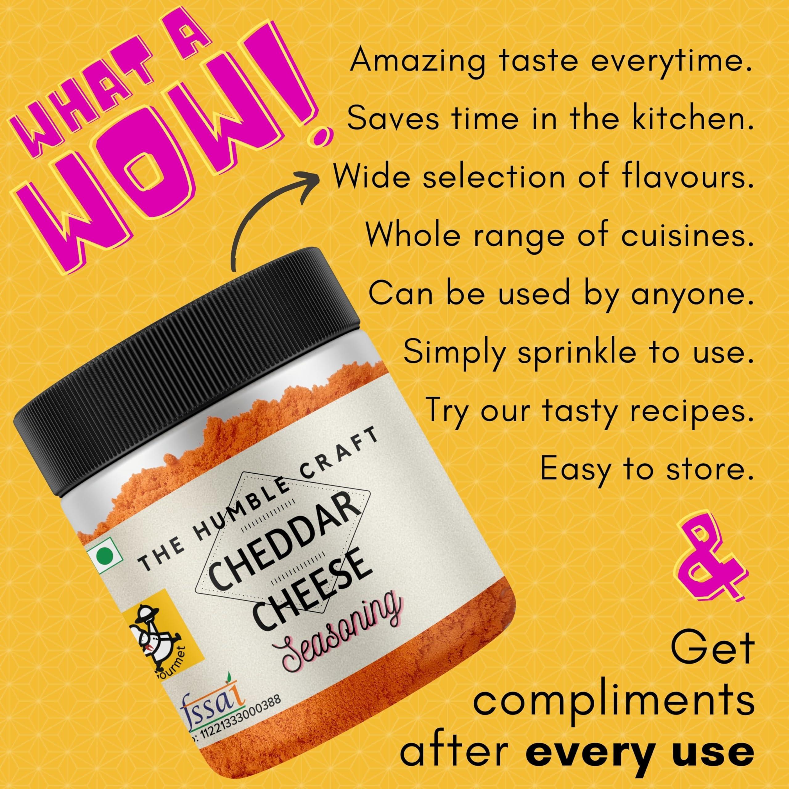 The Spice Rack The Humble Craft Cheddar Cheese Seasoning Powder - Popcorn, Salad, Pizza, Pasta, Spread, Dip & Marinade. Cheese Powder Seasoning - 250gms