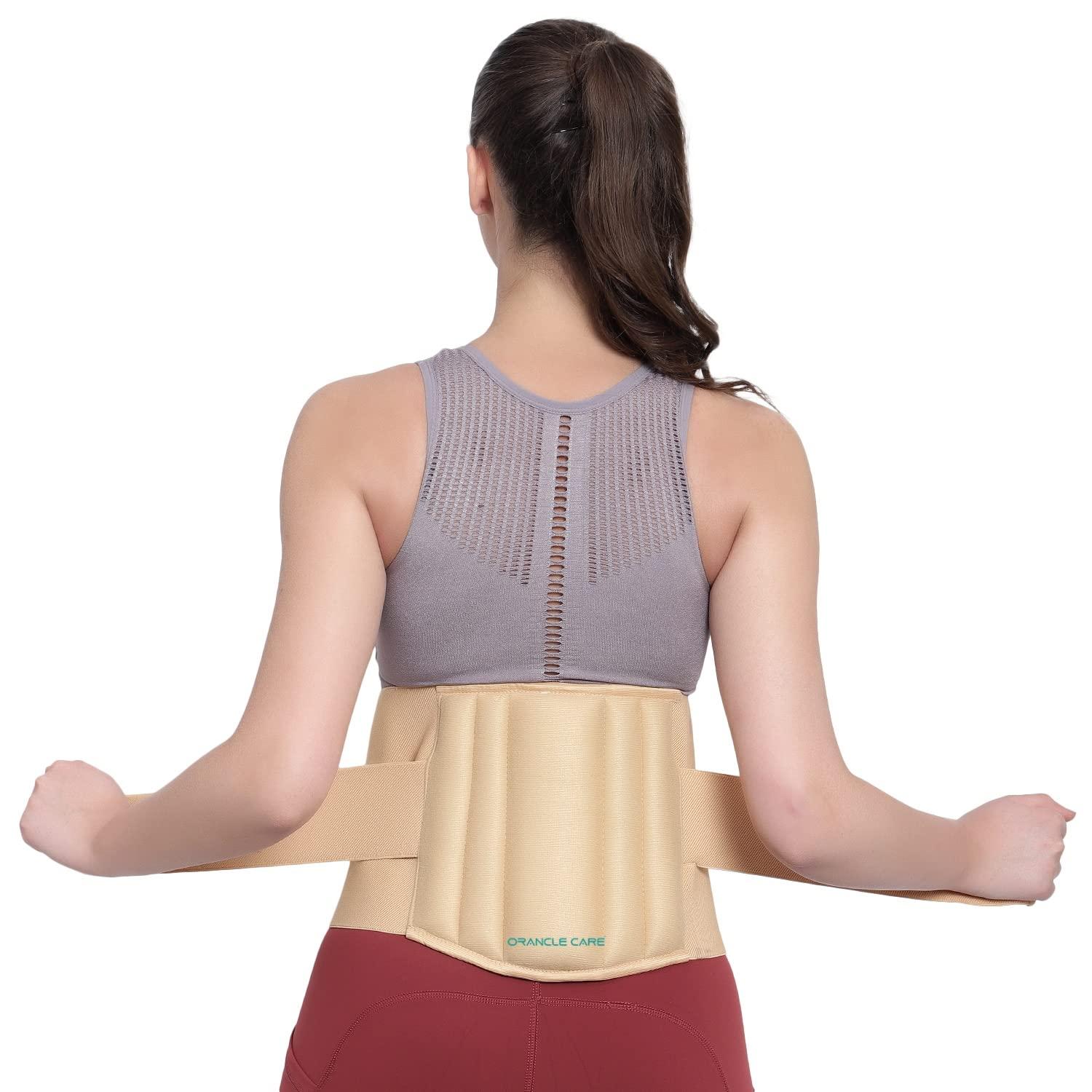 ORANCLE CARE ORANCLE CARE™ Lumbar Support Brace Back Belt for Back Pain Relief LS Belt Waist Belt for Back Pain for Women With Adjustable Strap for Waist, Lower Back support With Cushioning.- Unisex (M, Beige)