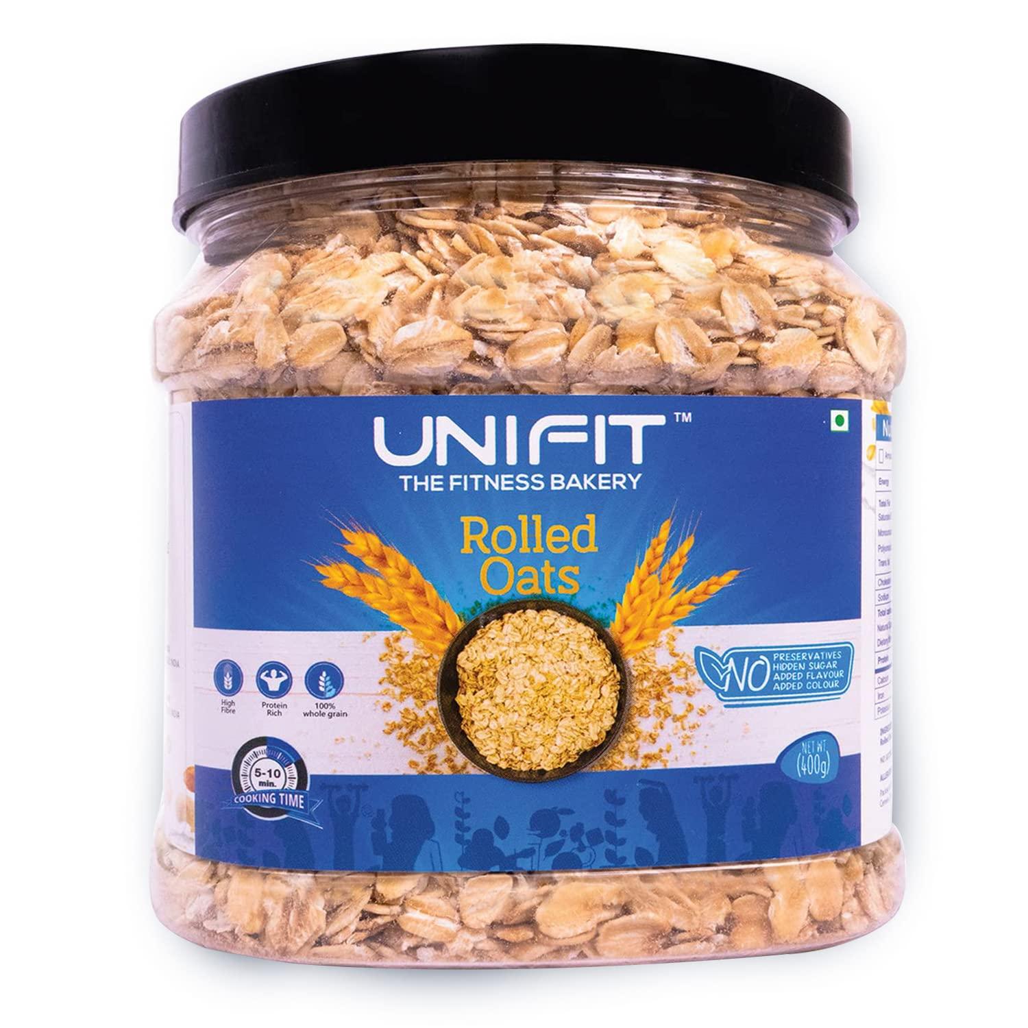 UNIFIT UNIFIT Rolled Oats | Plain Rolled Oats | Healthy Breakfast | Rich Source of Protein & High Fiber Oats | Whole grain Oats | 400g | Pack of 1