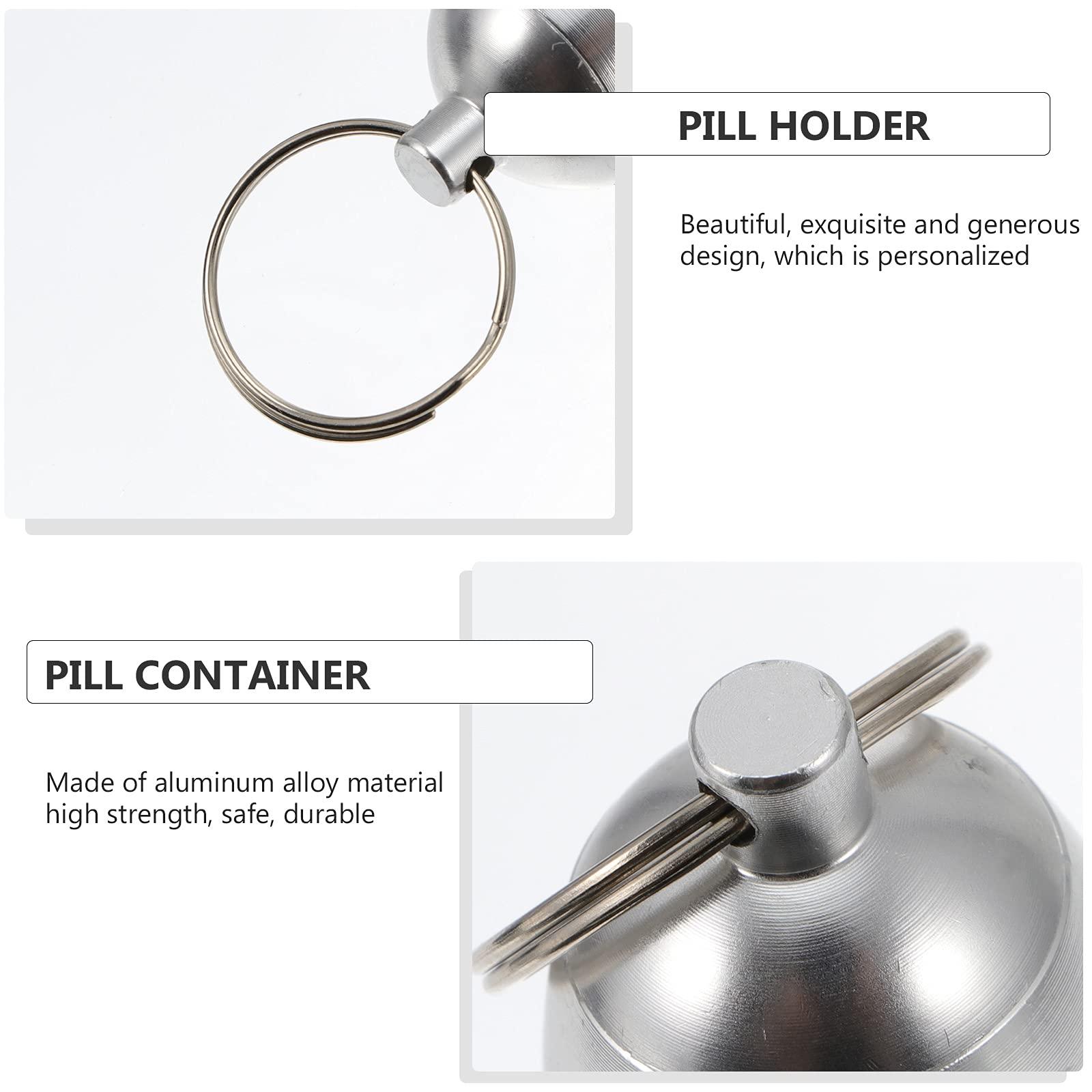 HEALLILY 2pcs Pill Holder Organizer Pill Case Bottle Container with Keychain Pill Box Useful Acessories