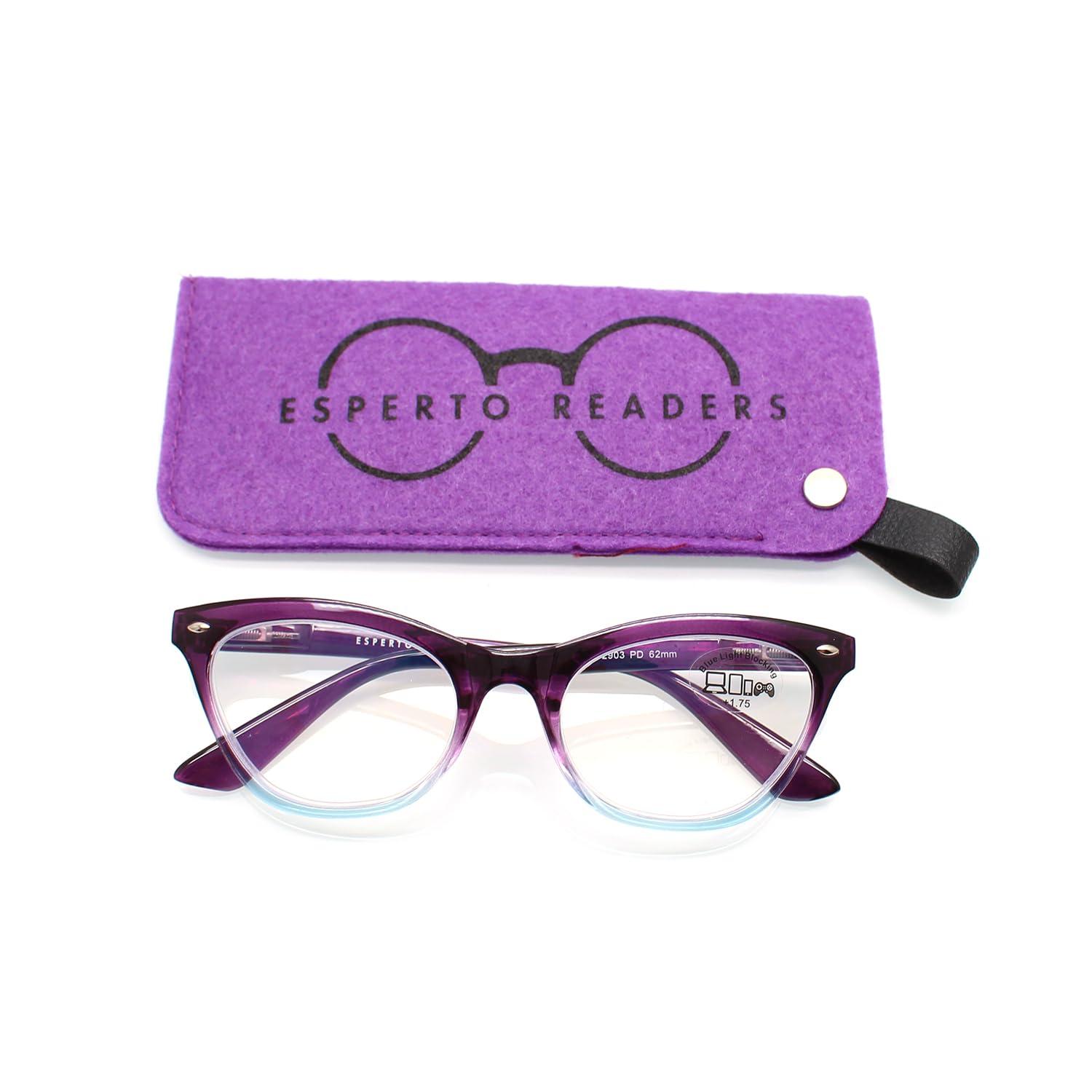 ESPERTO READERS ESPERTO READERS CATTY Full Rim Cat Eye Shape Reading Glasses - Purple (Power +1.00 to +3.00) (+2.50)