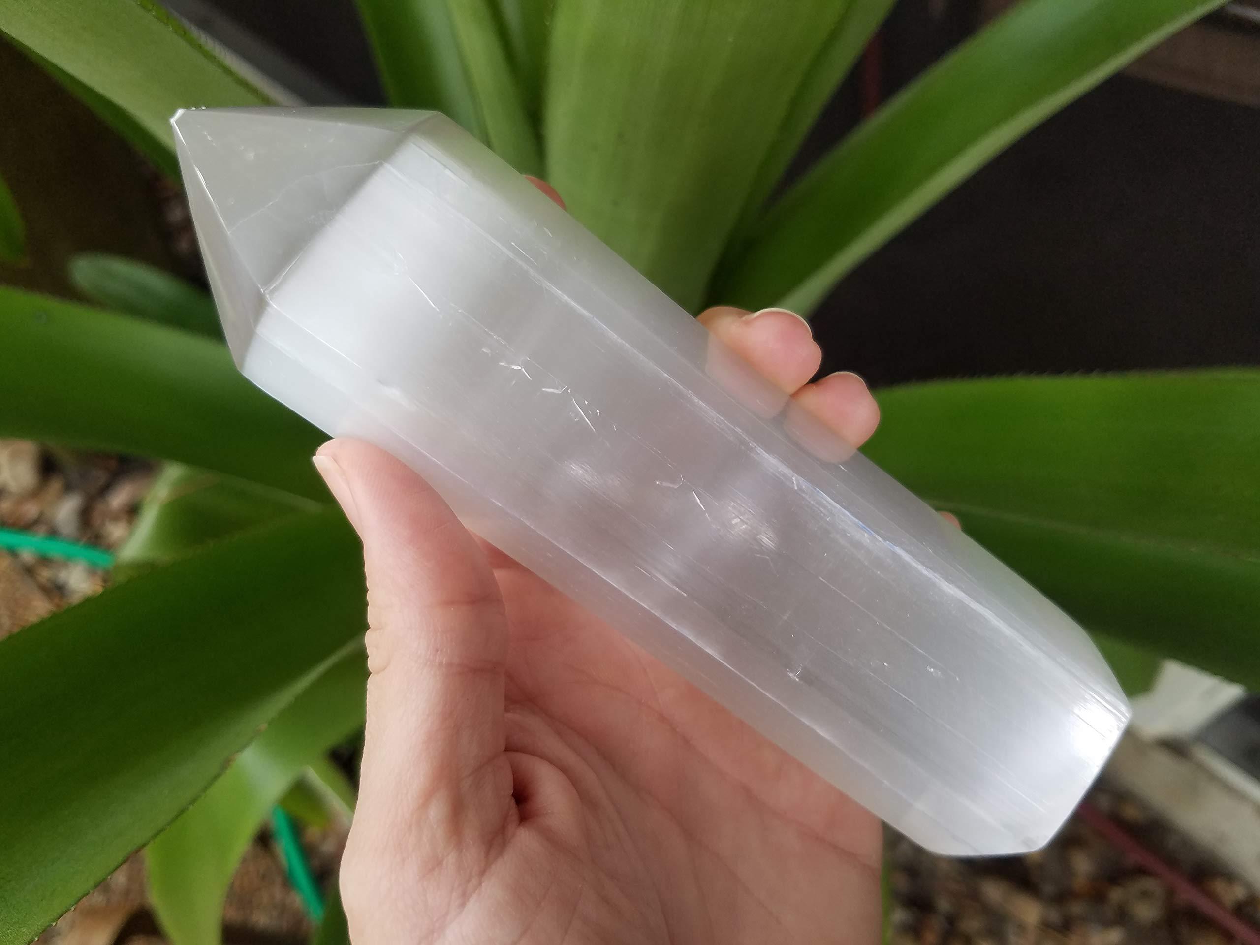Om Zone Om Zone 6-inch Moroccan Selenite Tower Large Crystal Point Wand Generator Obelisk for Energy Cleansing, Meditation, Reiki, Intuition, Spiritual Healing, Collection of Healing Crystals and Stones. (1)