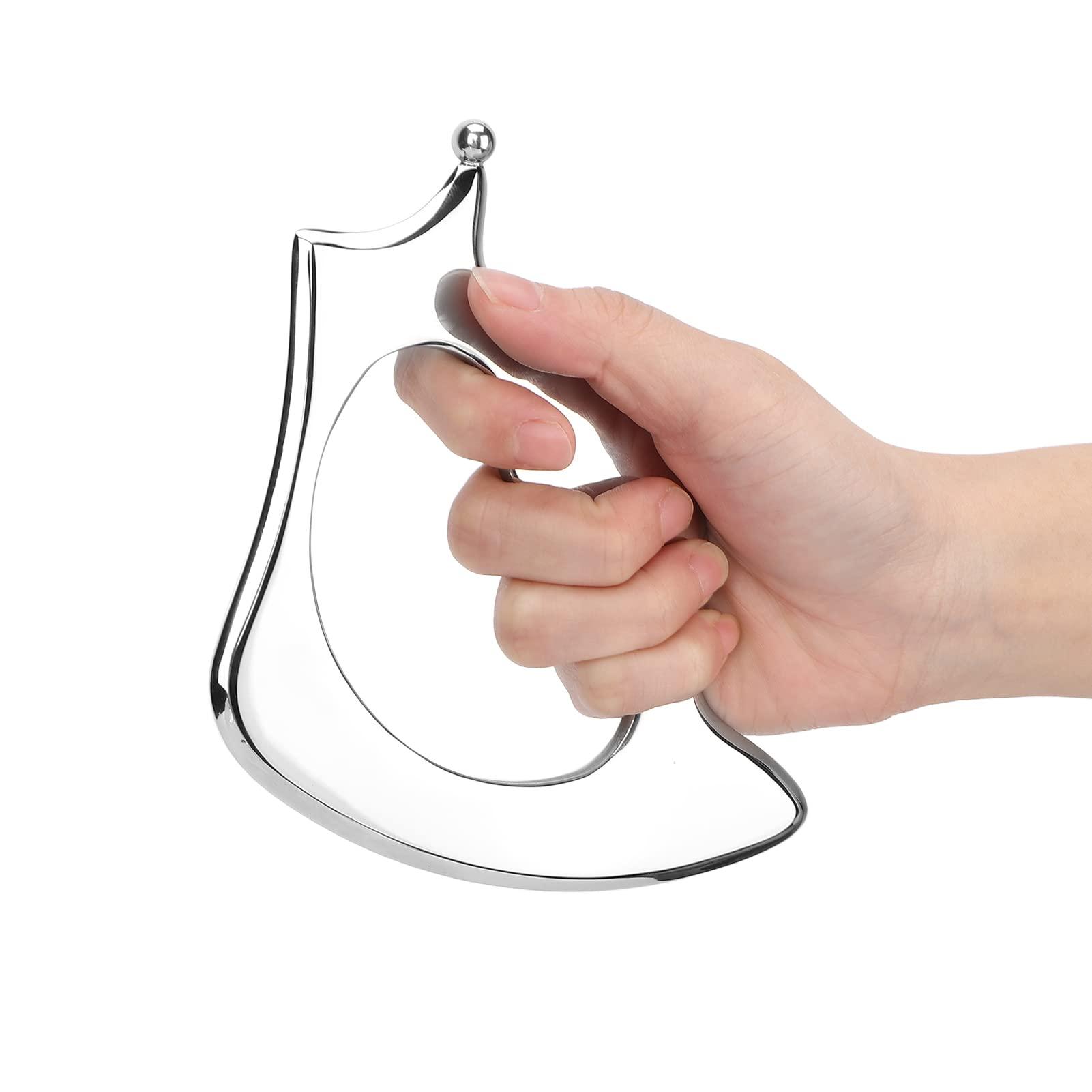 Asixxsix Guasha Scraping Massage Tool, Middle Hole Muscle Scraper Scraping Blade Stainless Steel D Shaped Arc Knife for Back Legs Neck
