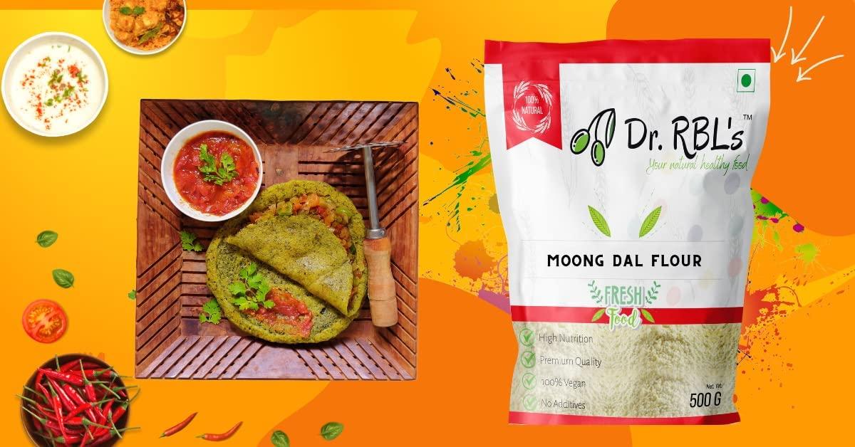 Dr. RBL's Dr. RBL\'s Moong Dal Flour | Moong Dal Atta | Nutritious, High in Fiber and Protein | Ideal for Cooking, Baking, and Gluten-Free | Pack of 6 (3KG)