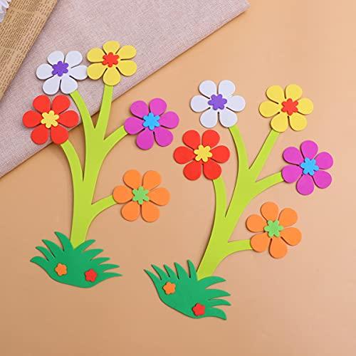 HEALLILY 6 Pcs EVA Plants Design Wall Sticker Classroom Blackboard Sticker Layout Decor Supplies for Kindergarten Kids Decoration (Small Flower Style)