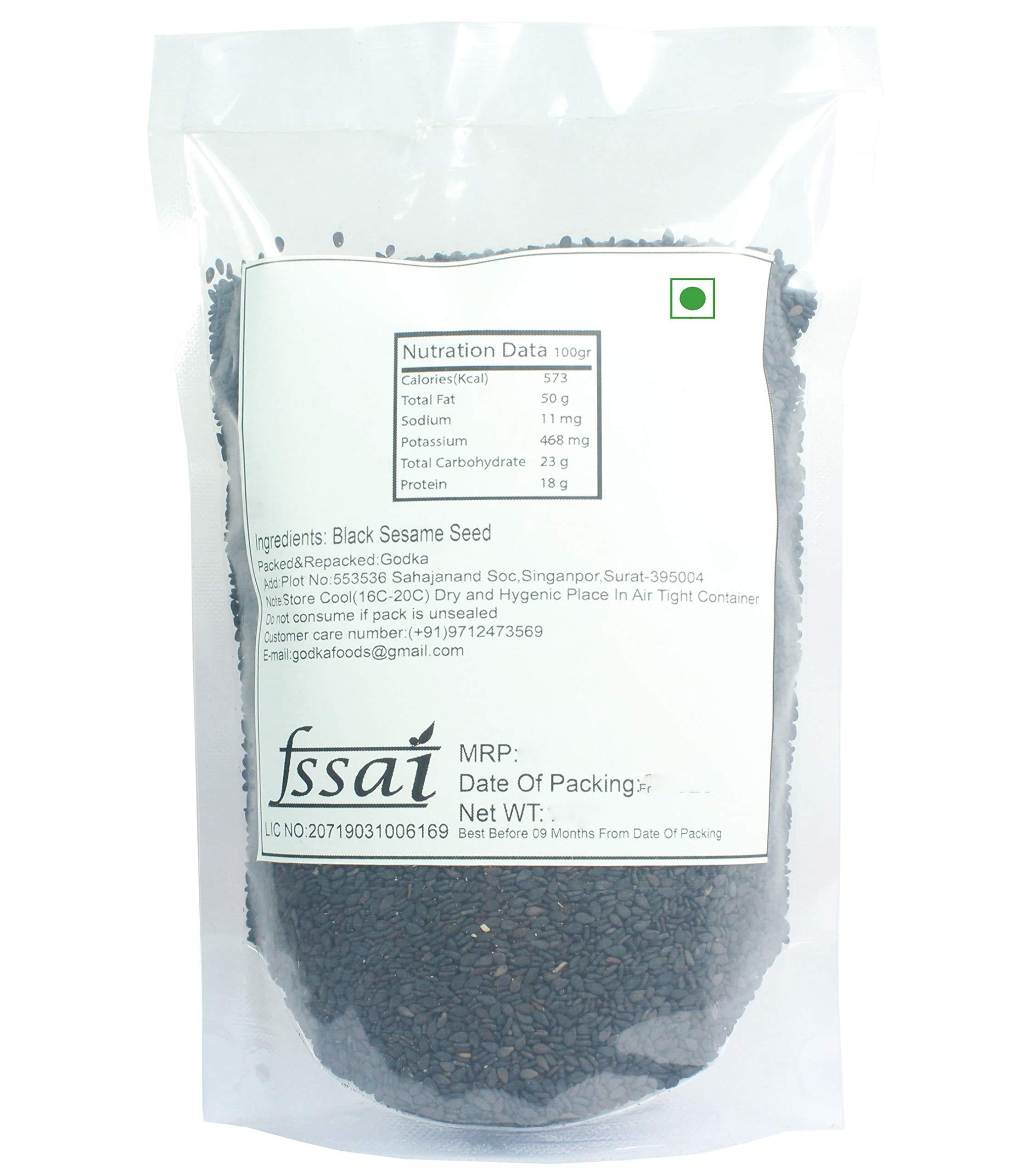 GODKA Godka Organic Black Sesame Seeds/ Kale Til/Fresh & Natural Black Till, 1kg