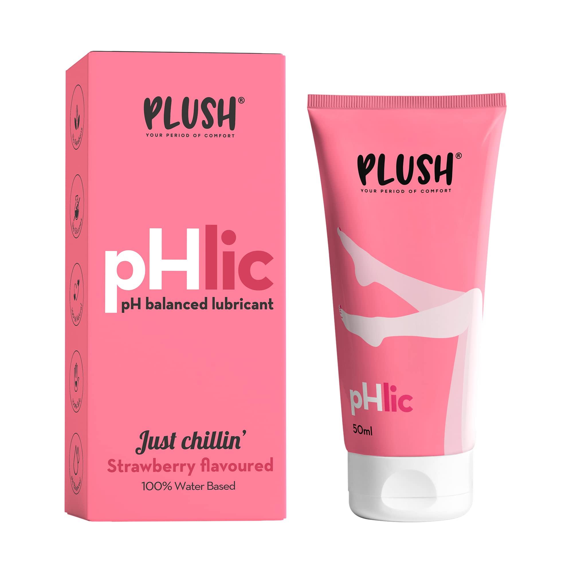 PLUSH Plush pHlic Aloe Infused Personal Lubricant For Men & Women- Strawberry, 50ml | Skin Friendly pH Balanced Lube Helps Prevents Dryness | Easy To Wash Off & Convenient For Use