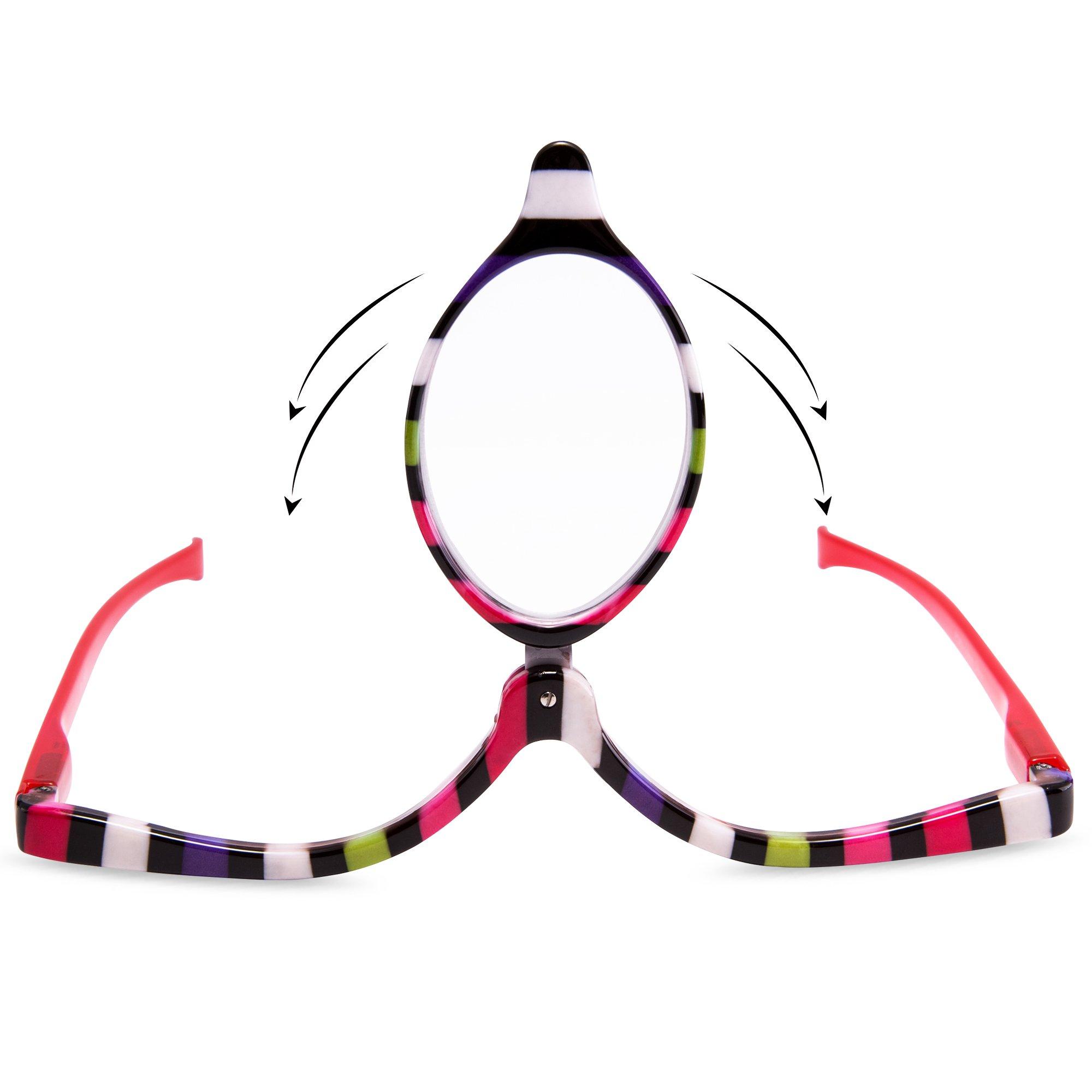 EYEGUARD EYEGUARD Readers 2 Pack Magnifying Makeup Glasses Eye Make Up Spectacles Flip Down Lens Folding Cosmetic Womens Reading Glasses +2.00