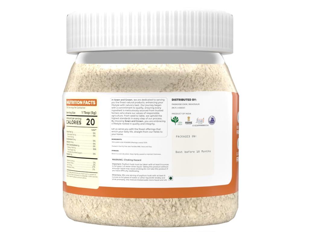Sown and Grown Sown and Grown Psylium Husk Healthy Digestive Isabgol (907gm) | Source Of Dietary Fibre, Gluten Free | Effectively Relieves Constipation