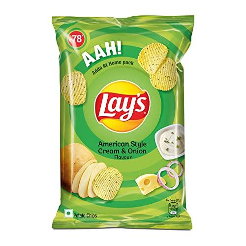 Lay's Lay's Potato Chips 157g/190g, American Style Cream & Onion Flavour, Crunchy Chips & Snacks, Party Pack (weight may vary)