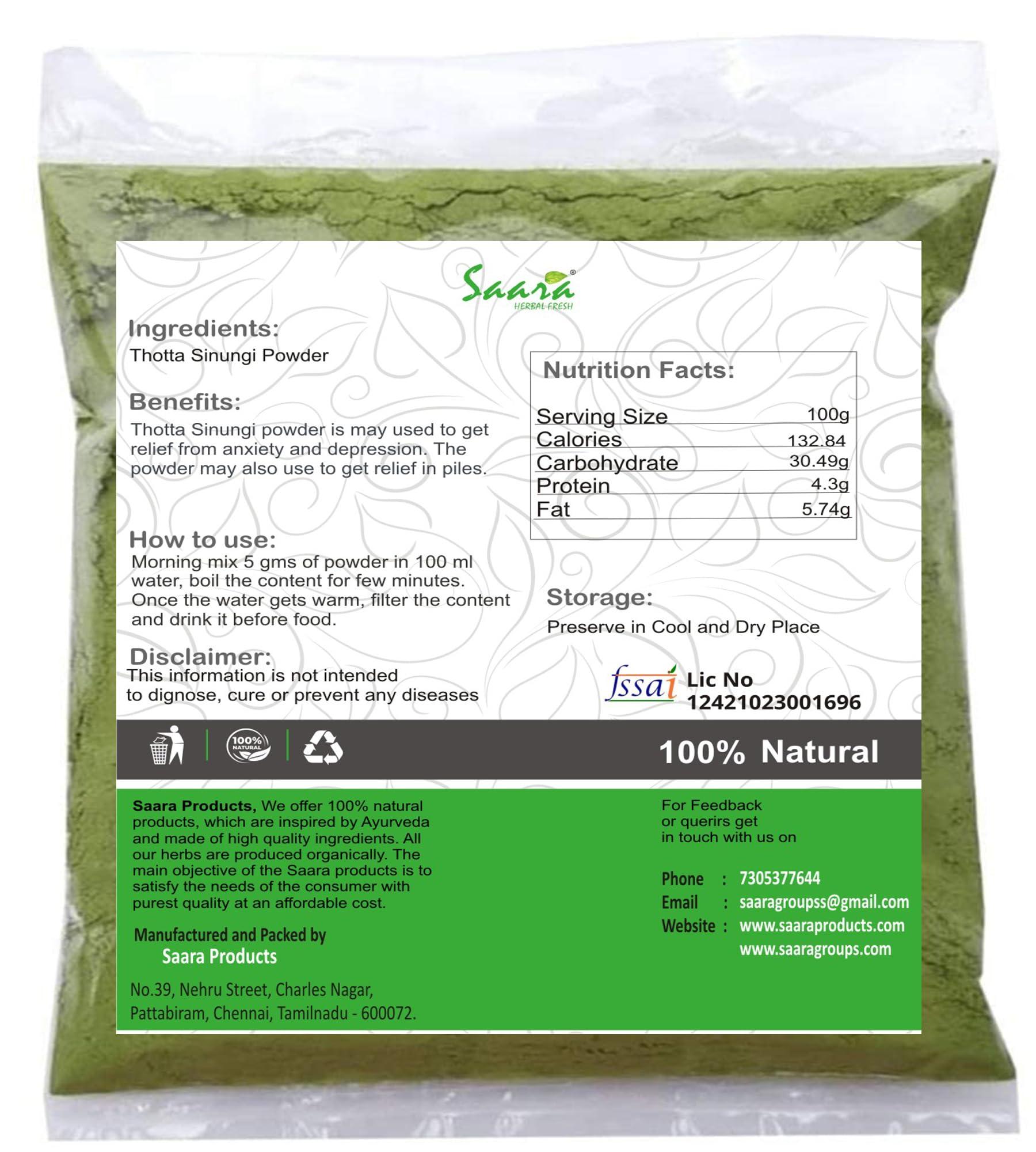 SAARA SAARA Herbal Fresh Thotta Sinungi Leaves Powder,100G, Mimosa Pudica Powder, Mudatha Damara, Lajalu, Muttidare Muni, Thottavadi, Ajalikalika, Sleepy Plant Powder,(Pack Of 1 X 100G), Vegetable Masala