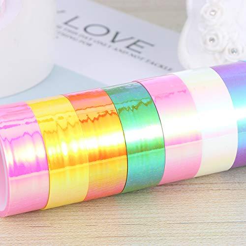 HEALLILY 8pcs Exquisite Paper Tape Unique Label Sticker Stylish Diary Hand Account Washi Paper Tape Beautiful Bronzing Paper Tape for DIY (Colorful Film)