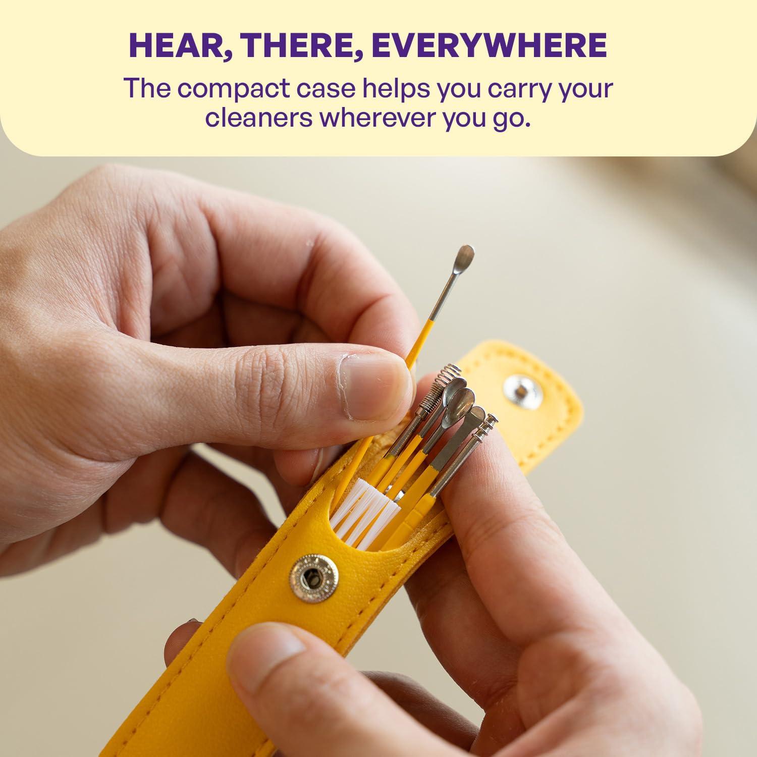 Careforce - The Force Behind Your Health Careforce - The Force Behind Your Health Ear Cleaning Kit Steel Ear Cleaner Reusable Ear Wax Remover Tool Kit Set With Storage Pack, Ear Curette Cleaner And Spring Ear Buds Cleaner 6 Pcs Set Yellow