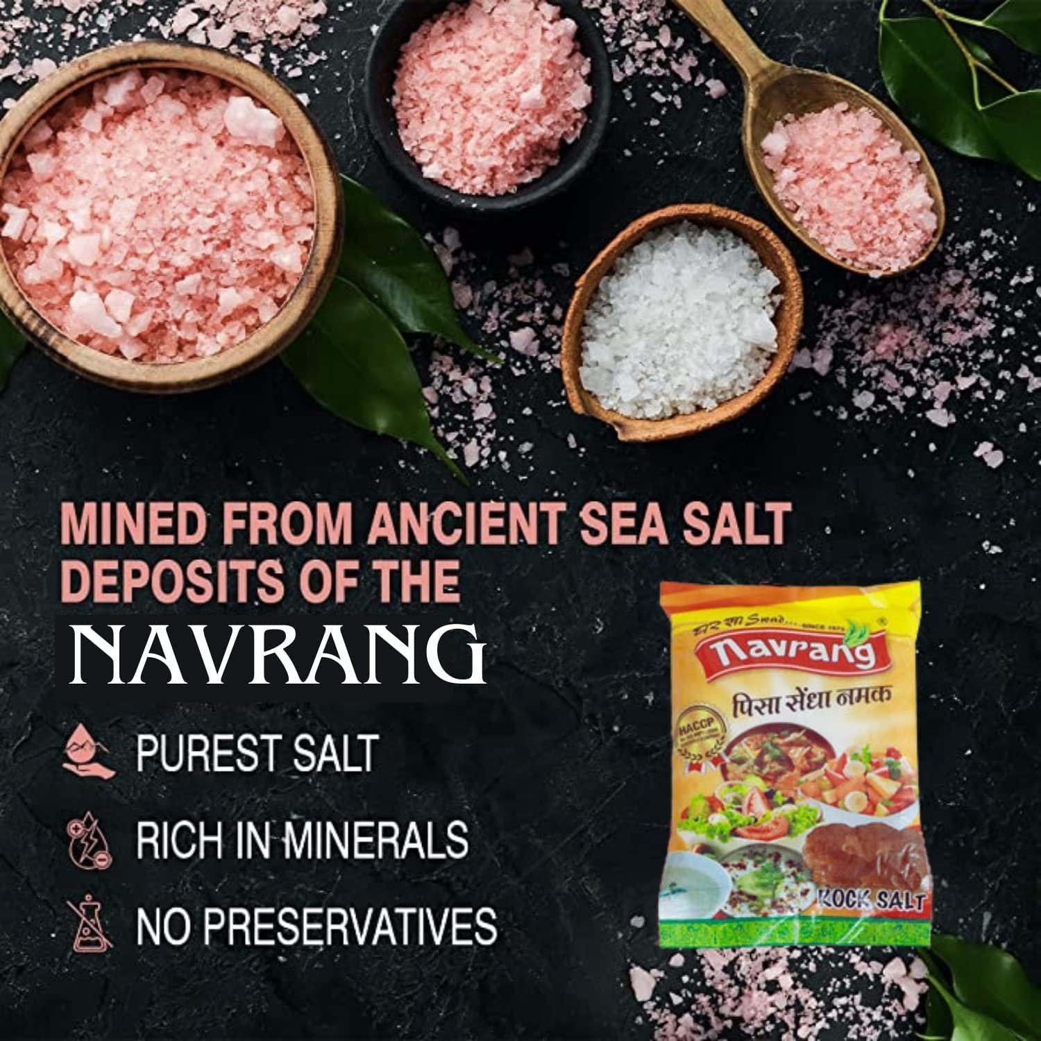 navrang Navrang Natural Rock Salt 500gm Sendha Namal Goodness of Minerals, Burst of Flavours |sendha Namak with Natural Trace Minerals Use for Raita, Chaats and Salads