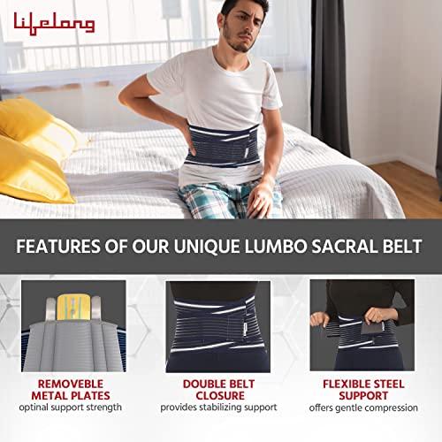 Lifelong Lifelong Orthopedic Contoured Sacral Belt|Lumbo Sacral|Lower Back Pain Relief|Waist Support Belt for Men & Women - XXL Size (LLOBS45, 1 Year Warranty, Blue)