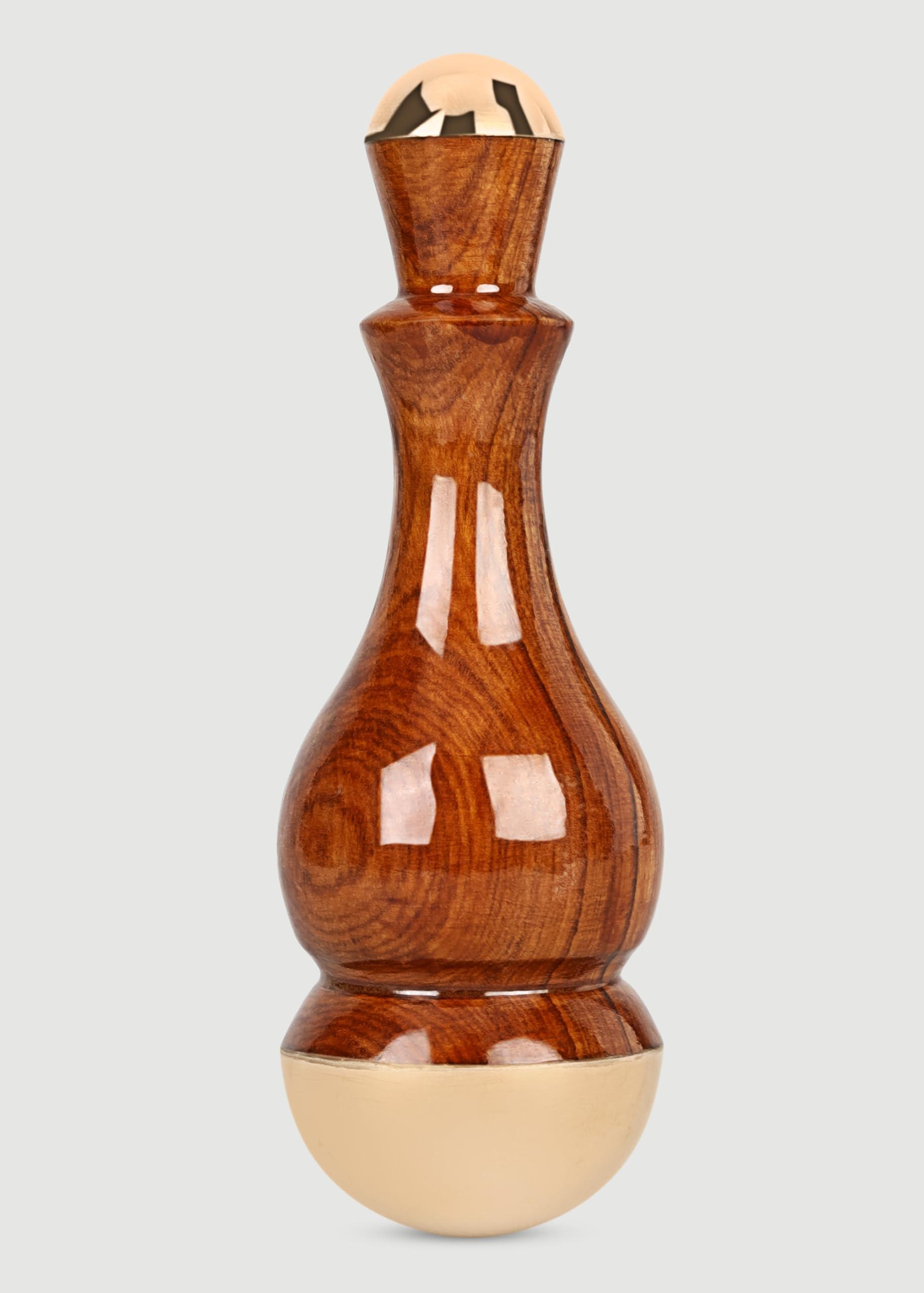 HEALTHANDWEALTH Kansa Wand 2in 1 Mini Grip Beautiful Design Face/Foot/Body & Marma Massage Tool Teak Wood Handle Maroon (Small & Marma)