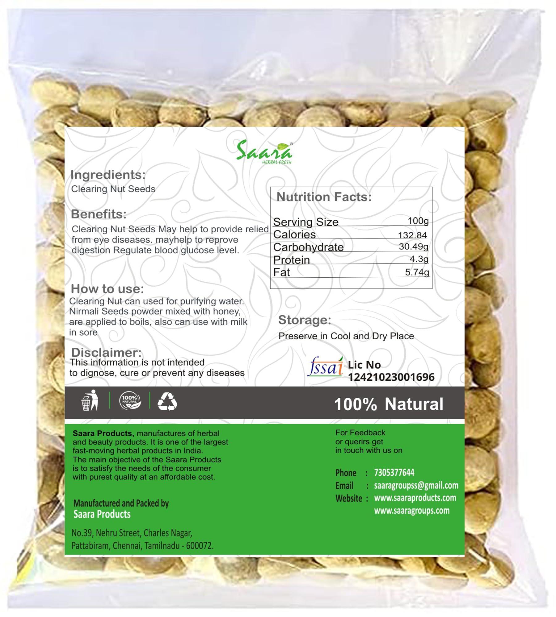 SAARA Saara HERBAL FRESH Clearing Nut Seeds,400g, Nirmali Seeds, Thetran Kottai, Strychnos Potatorum Seeds, Tettaamparal Seed, Katakah Seeds, Samaashodhan Akharot,(pack of 4 x 100g)