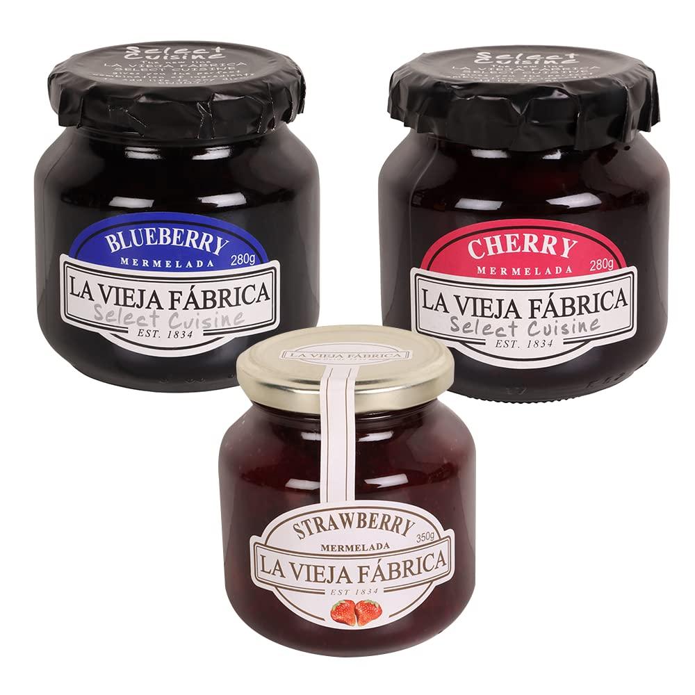 La Vieja Fabrica La Vieja Fabrica Blueberry, Cherry, Strawberry Mermelada Jam, 1050 g, Combo Pack