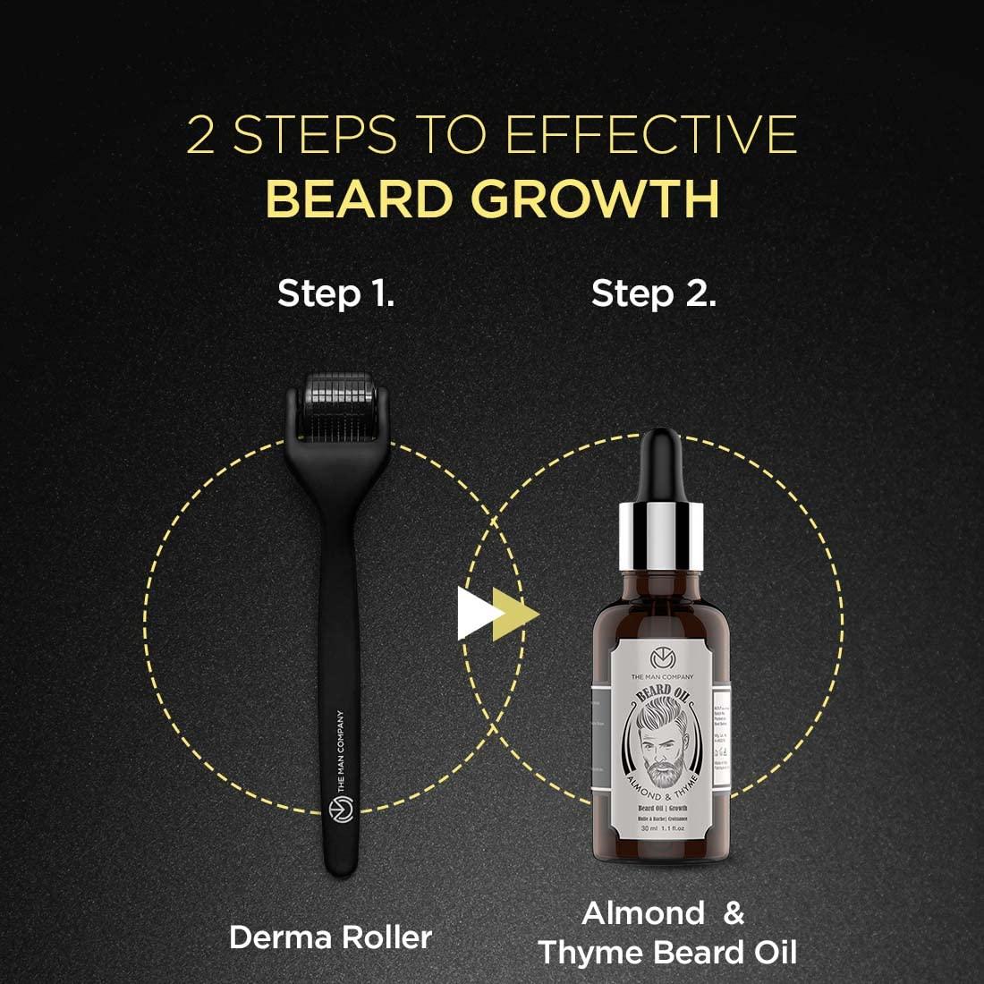 The Man Company The Man Company Beard Booster Duo | Derma Roller + Beard Oil | Activates Hair Follicles | Accelerates Beard Growth, Fuller & Thicker Beard | Improves Patchy Beard