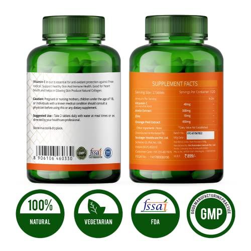Simply Herbal Simply Herbal Vitamin C Tablets for Glowing Skin & Face, Support Immune Health, Natural Brightening, Supplement Promote Body Immunity & Overall Beauty Health for Men & Women - 120 Veg Tablets