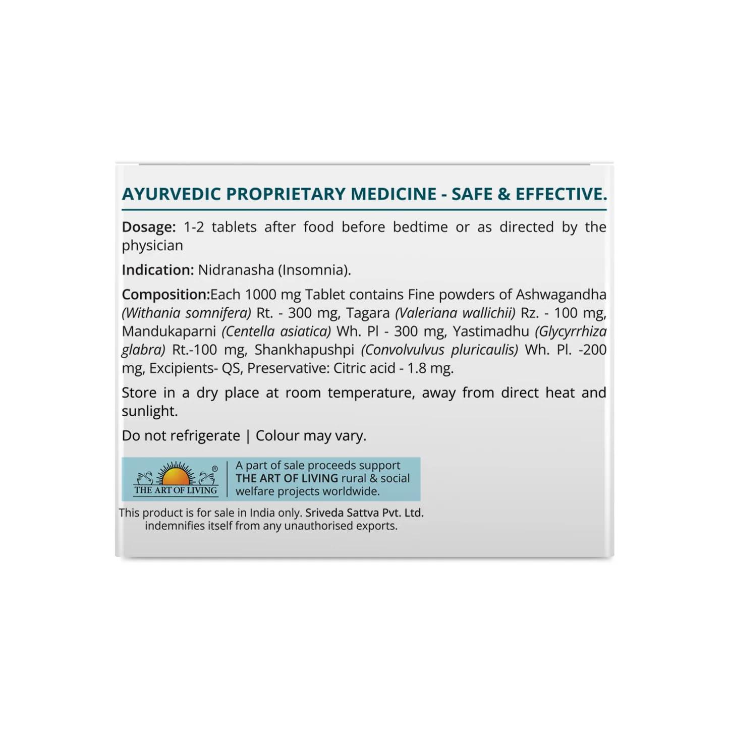 Sri Sri TATTVA shuddhta ka naam DEEP-SLP for Better Sleep, 100 Tabs | 1000 mg