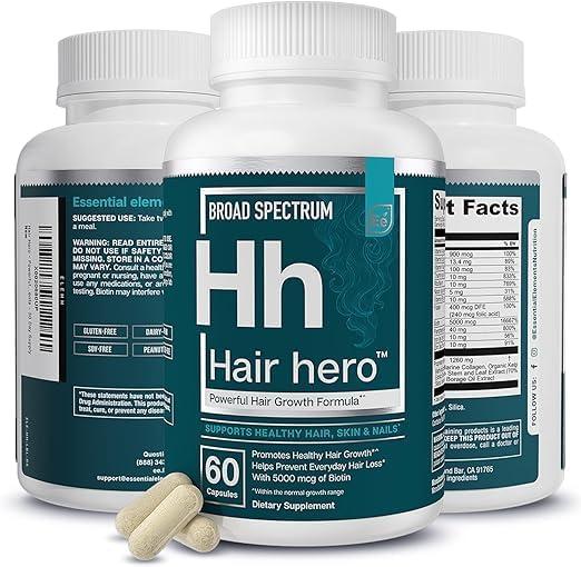 ATHINIKA NUTRITION Hair Hero - Hair Supplement for Women and Men - Powerful Hair Vitamin Formula for Hair Growth & Thickness - Healthy Hair, Skin, and Nails Product - 5000 mcg Biotin - Essential Elements